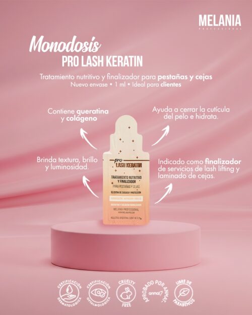 Monodosis de keratina Melania, para cejas y pestañas.