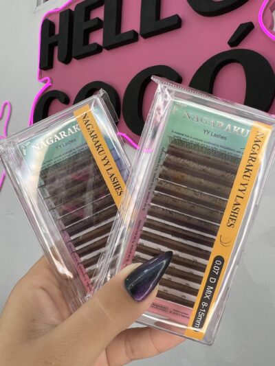 Pestañas doble Y mix, color marrón (8 al 15 mm)