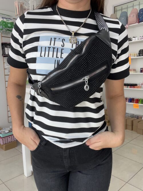 Riñonera con Strass Negro