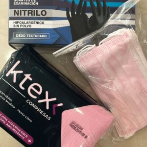 Combo x3! Guantes, 10 barbijos, compresas x50 (guantes a elección)