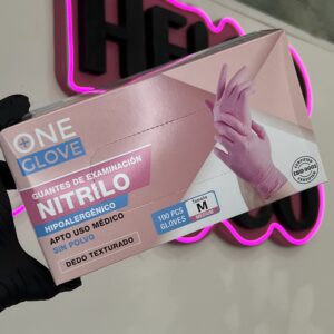 Guantes de nitrilo rosa talle M
