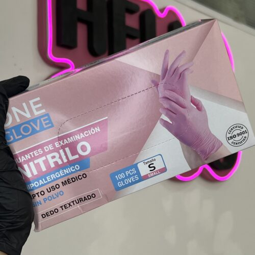 Guantes de nitrilo rosa talle S